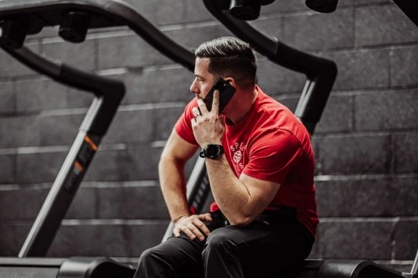 trainer on phone